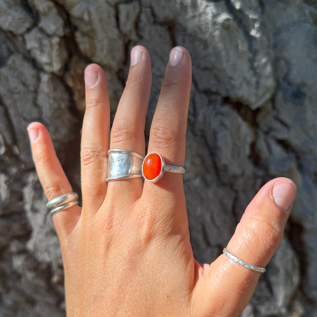 Size 9 Caterpillar Carnelian Ring