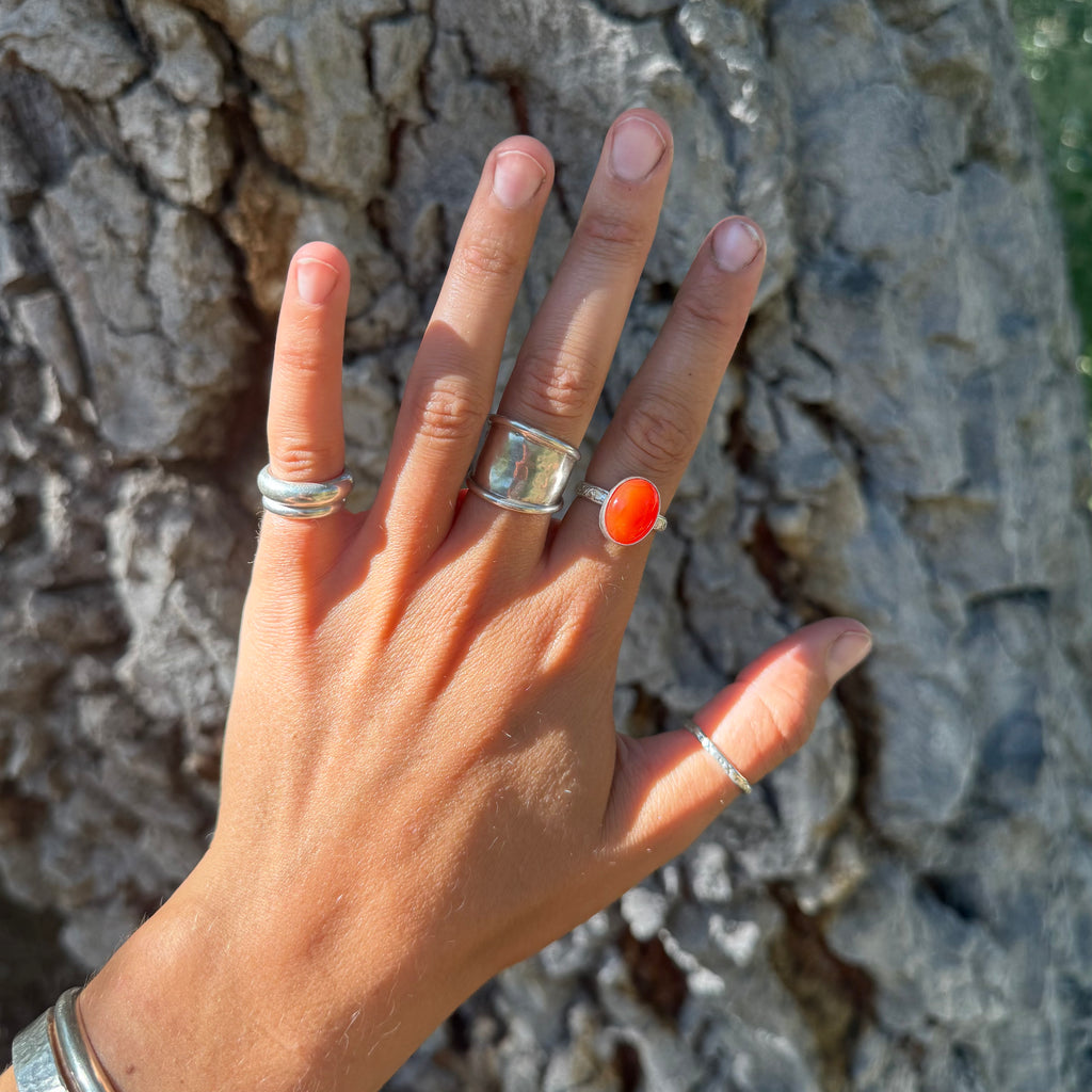 Size 9 Caterpillar Carnelian Ring